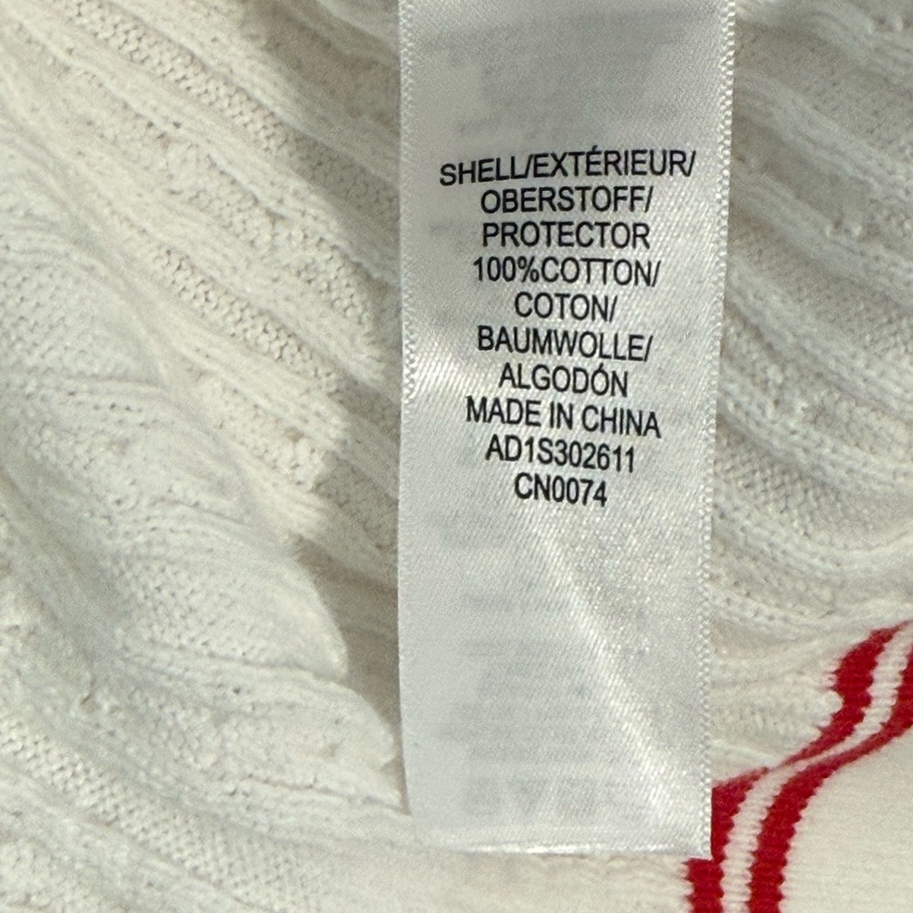 Adrianna Papell Cable Knit Polo Collar Top White Red Trim Size L NWT - Picture 6 of 6